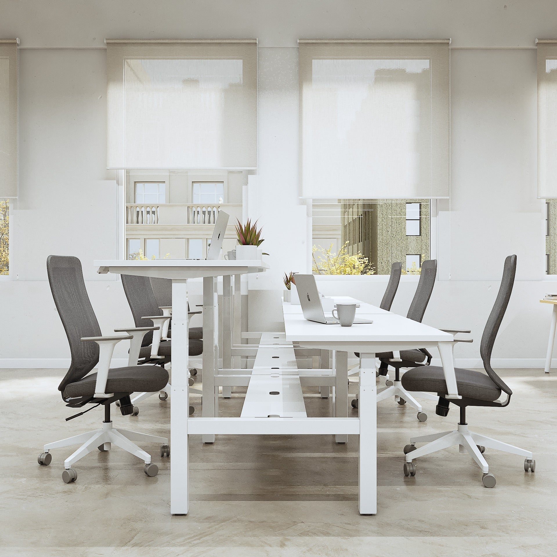 Series L 3S Adjustable Height Double Desk for 6