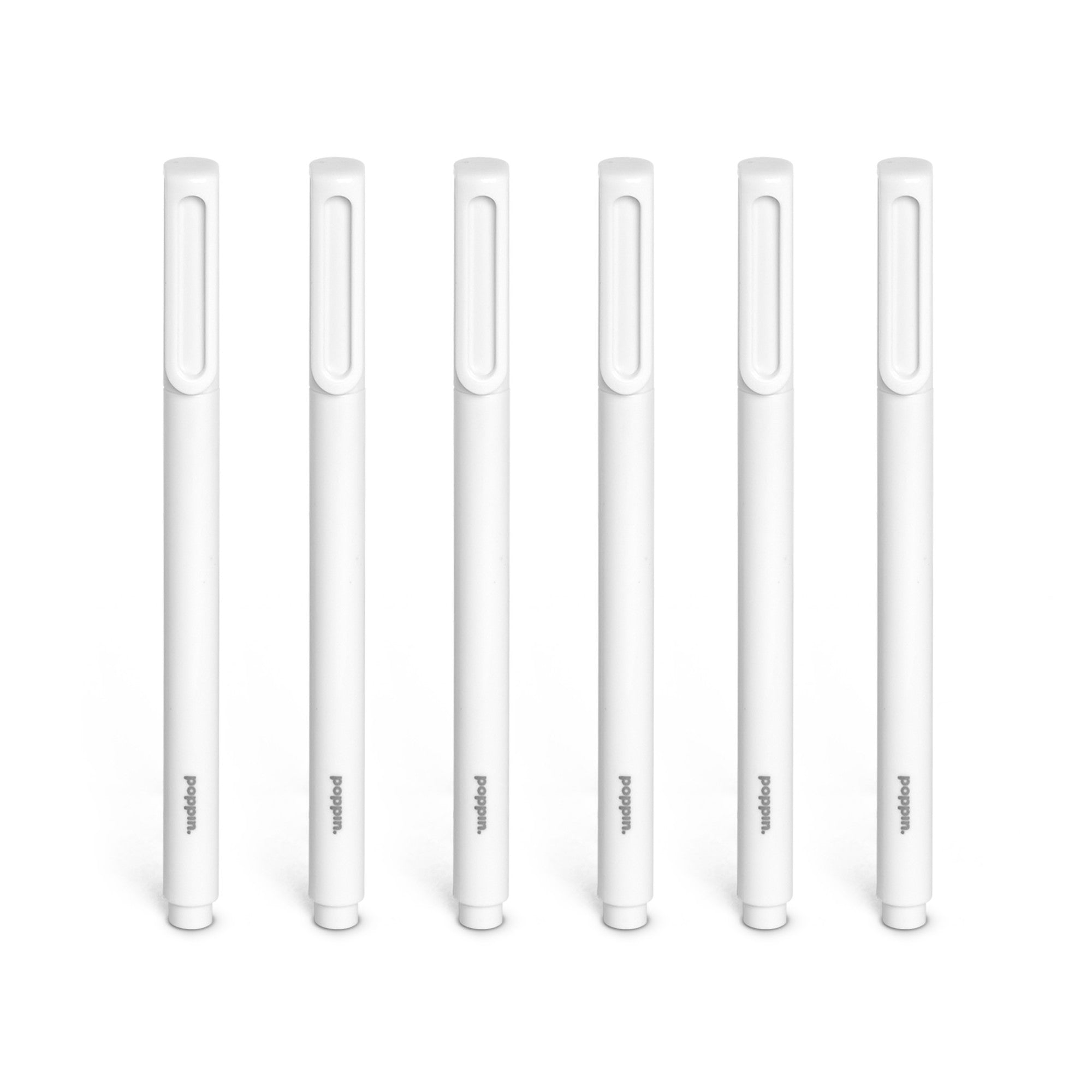 White Signature Ballpoint Pens with Black Ink, Set of 6