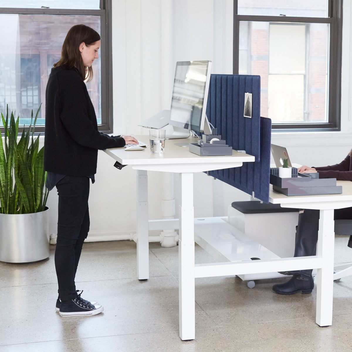 Series L 3S Adjustable Height Double Desk for 2