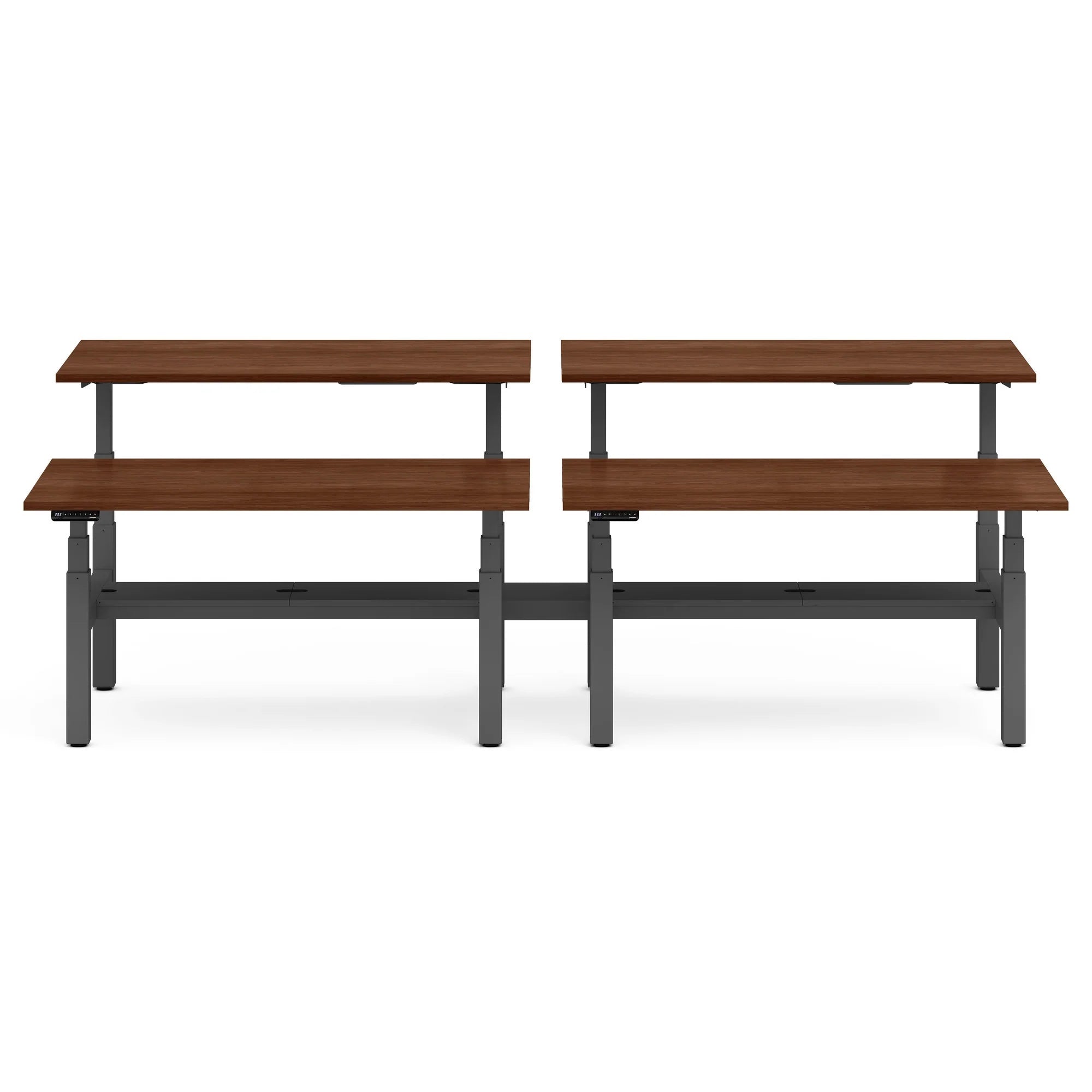 Series L 3S Adjustable Height Double Desk for 4