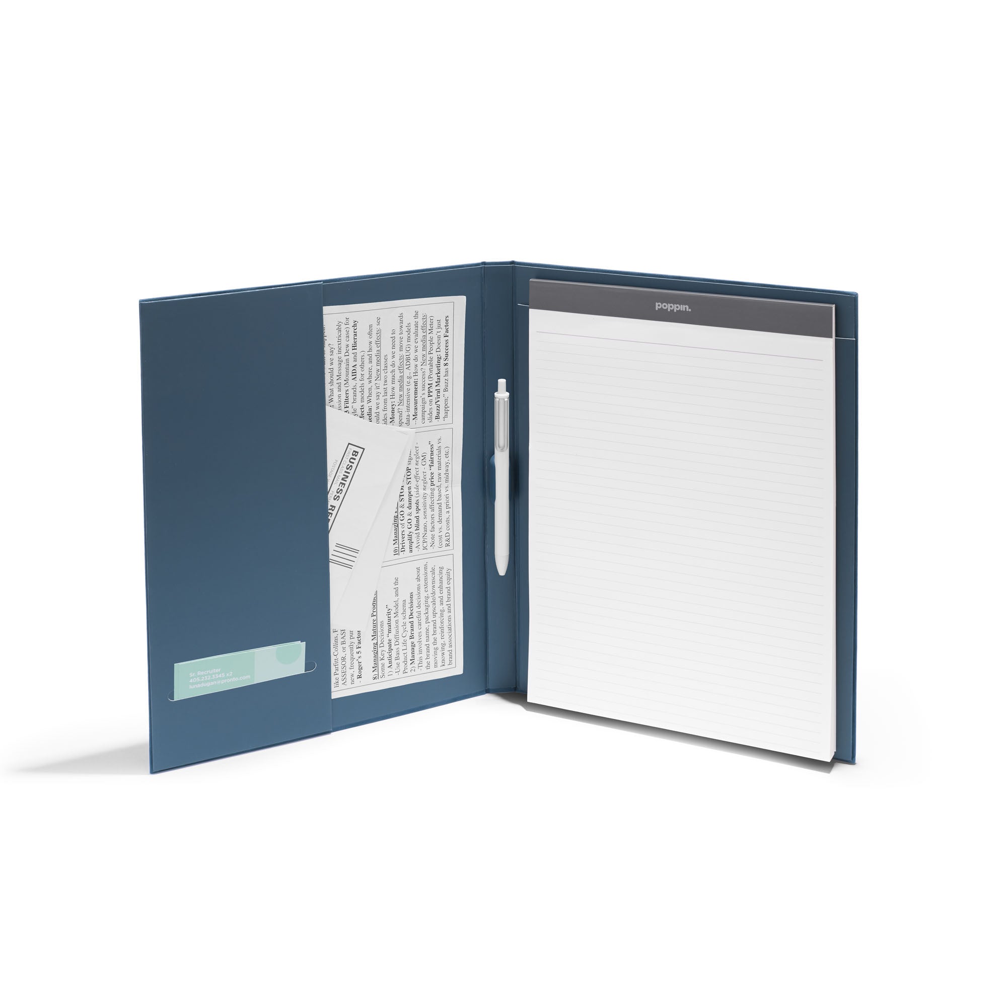 Storm Velvet Large Padfolio with Writing Pad