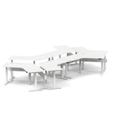 Series L 3S Adjustable Height 120 Degree Desk for 6 + Boom Power Rail