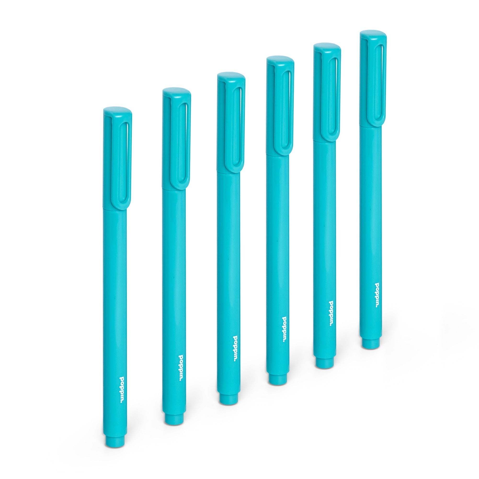 Aqua Signature Ballpoint Pens with Blue Ink, Set of 6