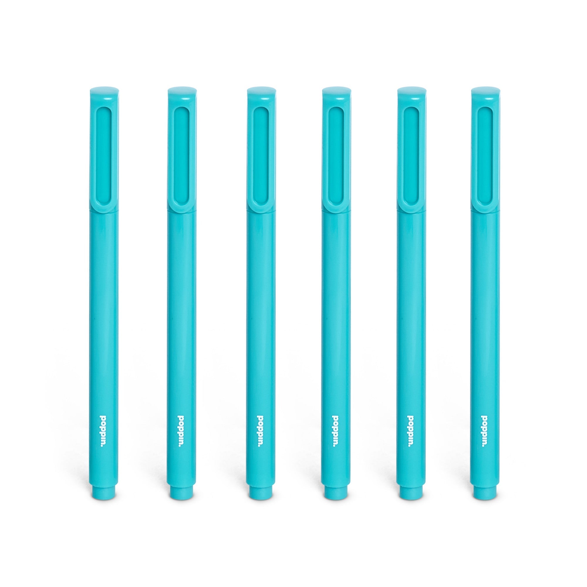 Aqua Signature Ballpoint Pens with Blue Ink, Set of 6