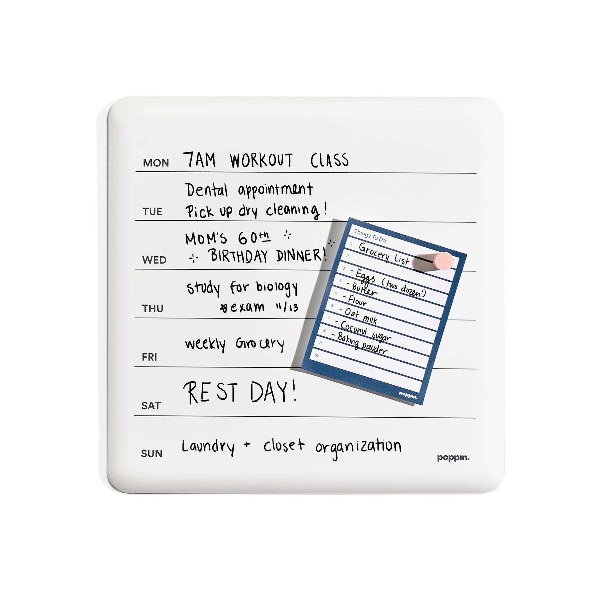 White Magnetic Weekly Dry Erase Board
