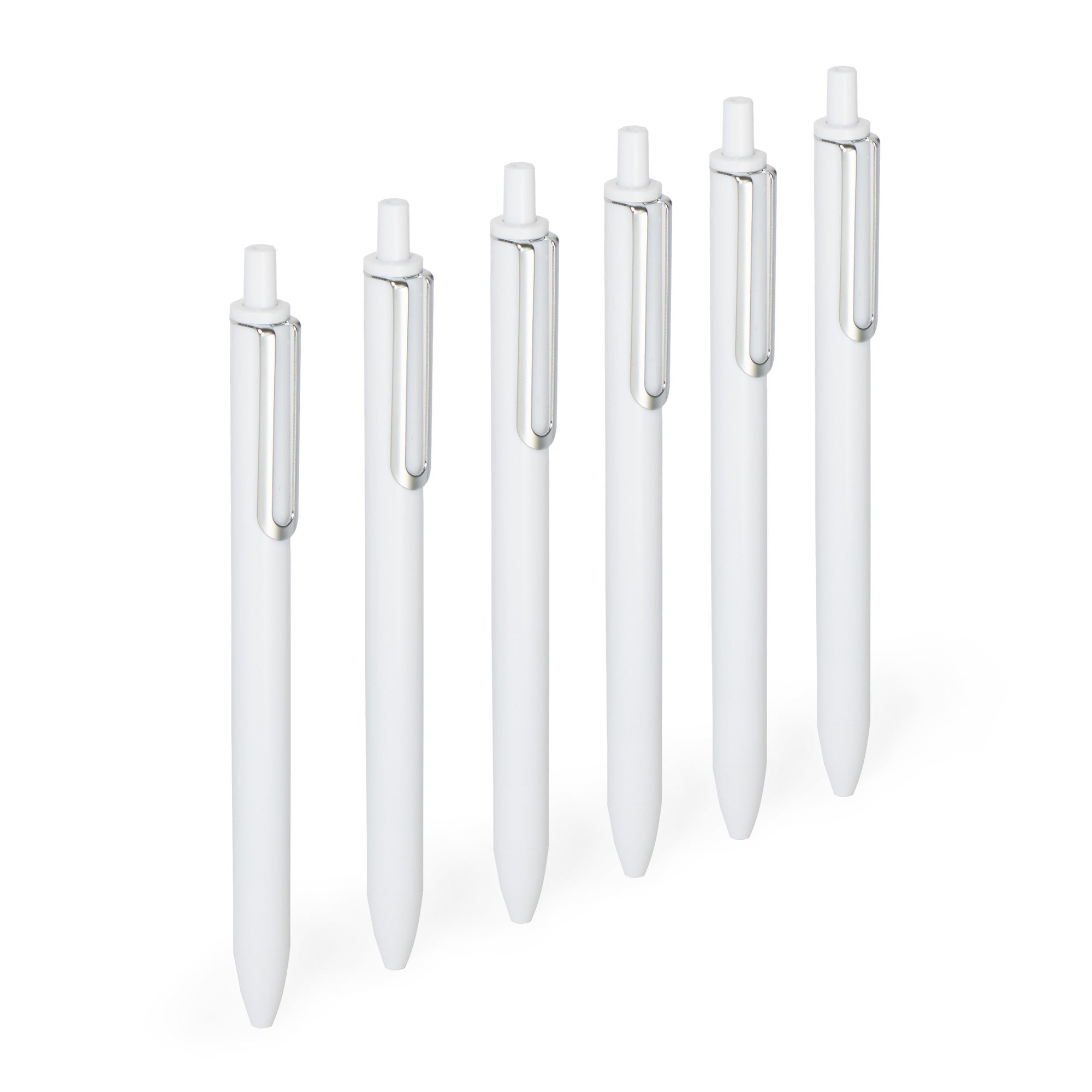 White Retractable Gel Luxe Pens, Set of 12