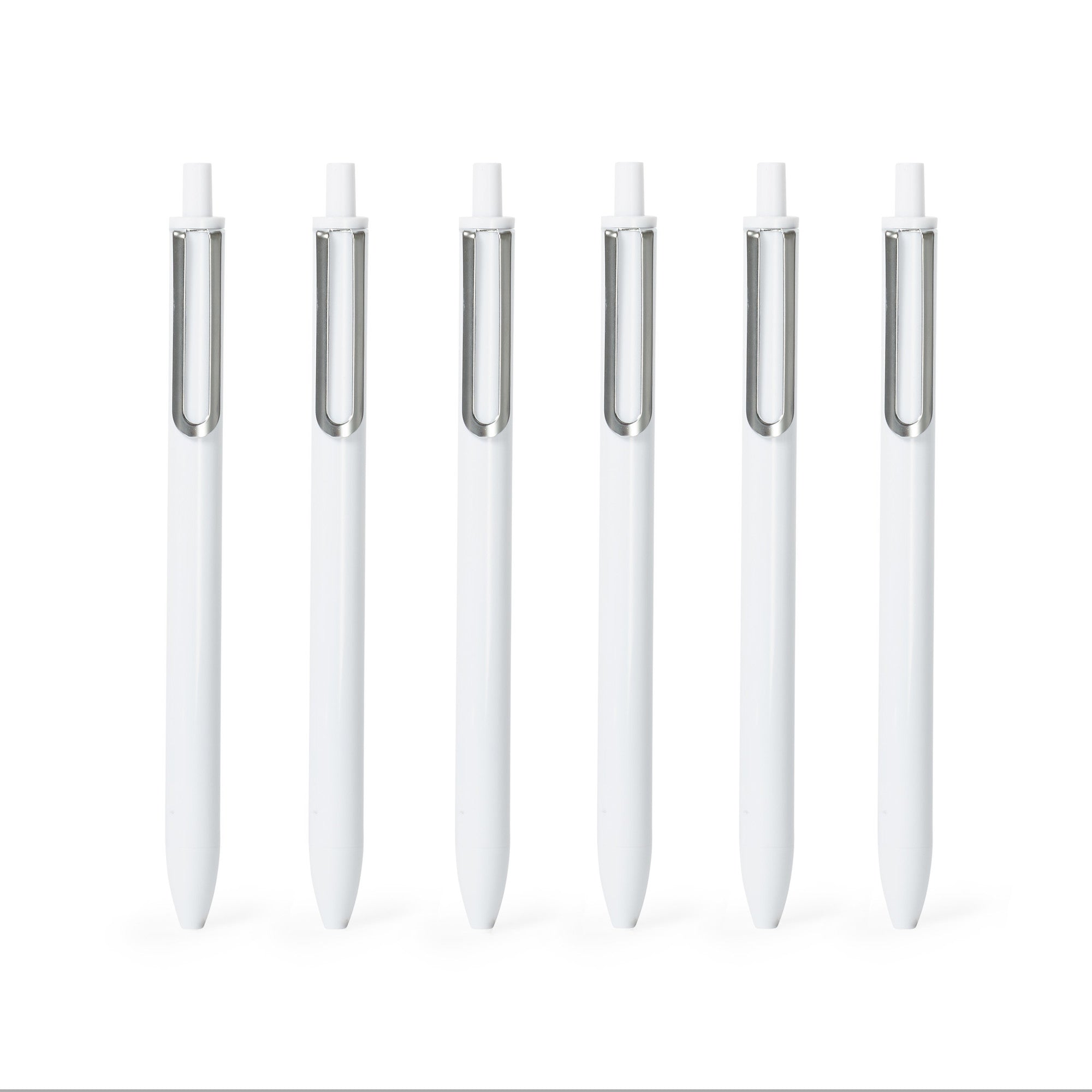 White Retractable Gel Luxe Pens, Set of 12